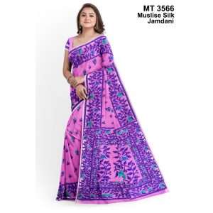 মাসলাইস সিল্ক জামদানি শাড়ী (MT-3566)