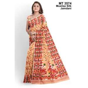 মাসলাইস সিল্ক জামদানি শাড়ী (MT-3574)