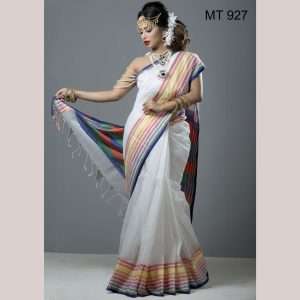 টাঙ্গাইল তাঁতের হাফ সিল্ক শাড়ী ব্লাউজ পিছ সহ (MT-927)